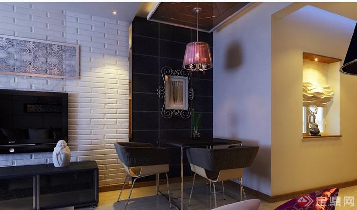 现代详细的室内客餐厅装饰设计3d模型及效果图