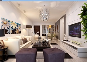 某现代室内客厅室内装饰设计3d模型及效果图