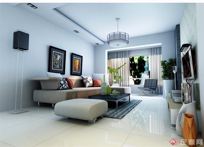 详细的室内住宅客厅空间室内装饰设计3d模型及效果图