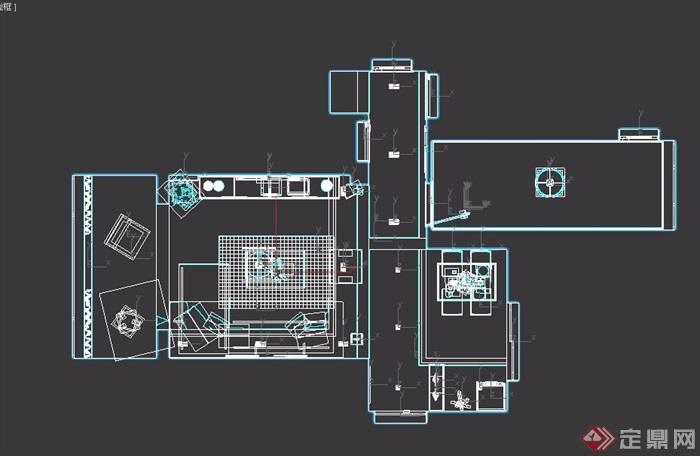 详细的室内住宅客厅空间室内装饰设计3d模型及效果图
