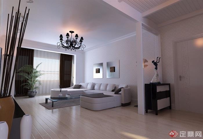 某独特详细的整体完整客厅室内装饰设计3d模型及效果图