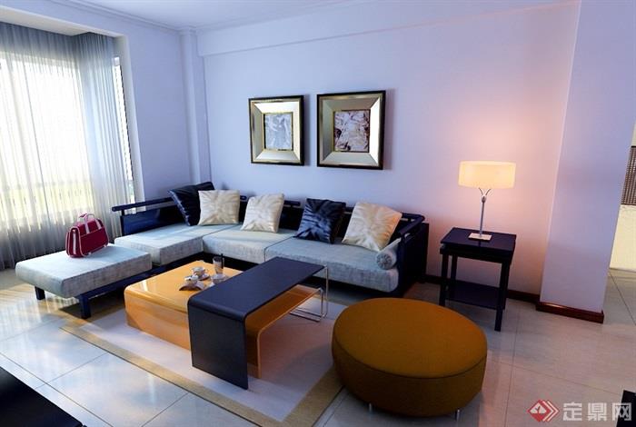 详细的现代室内住宅客厅餐厅装饰3d模型及效果图