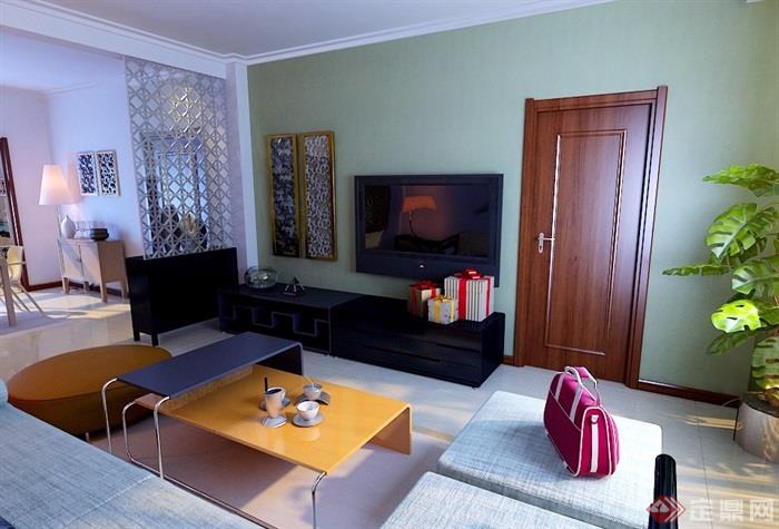 详细的现代室内住宅客厅餐厅装饰3d模型及效果图