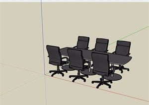 某详细的会议桌椅素材设计3d模型及效果图