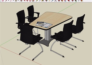 公司小型会议桌椅设计SU(草图大师)模型