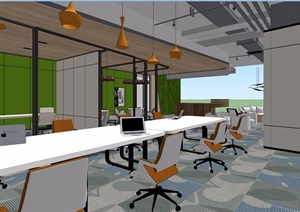 现代精致办公室完整装饰设计3d模型及效果图