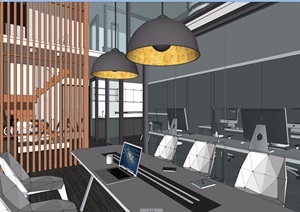现代LOFT办公室详细装饰设计3d模型及效果图
