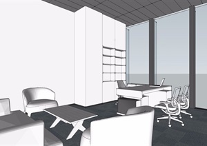现代风格大型办公区设计SU(草图大师)模型