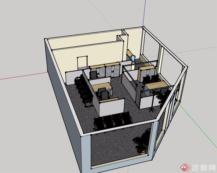办公室室内设计SU模型