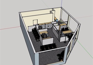 办公室室内设计SU(草图大师)模型