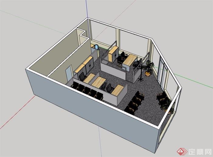 办公室室内设计SU模型