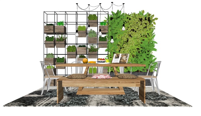 植物墙垂直绿化墙格子架植物架花架模型(2)