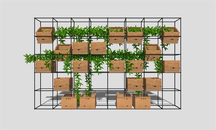 植物墙垂直绿化墙格子架植物架花架模型(5)