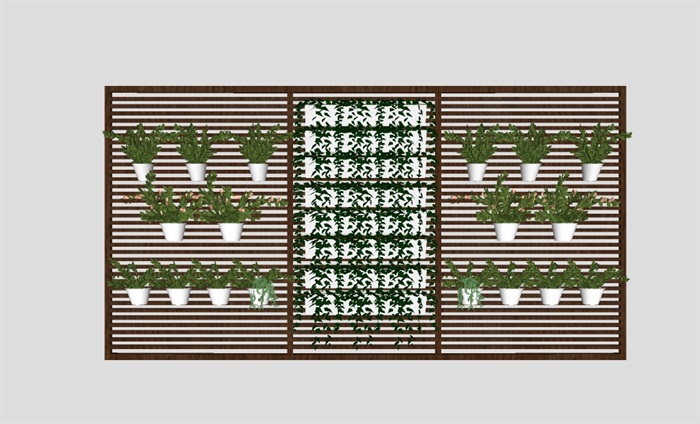 植物墙垂直绿化墙格子架植物架花架模型(10)