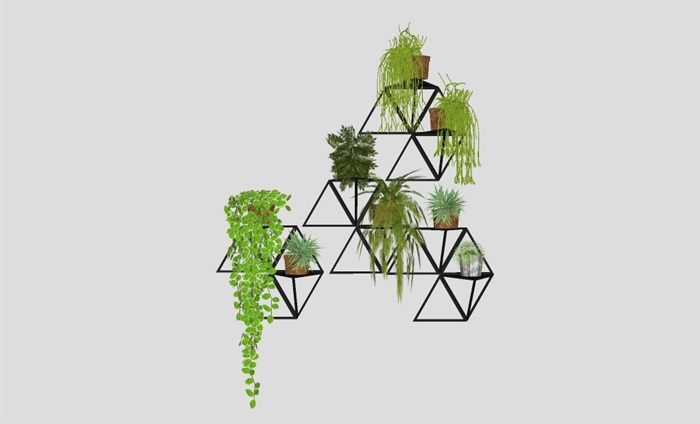 植物墙垂直绿化墙格子架植物架花架模型(13)