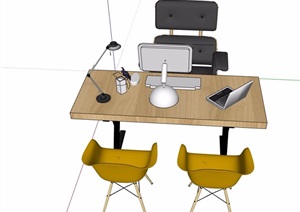 详细的经理办公桌椅素材设计SU(草图大师)模型