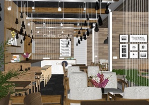 北欧简约风格暖色调木质软装咖啡厅民宿餐厅