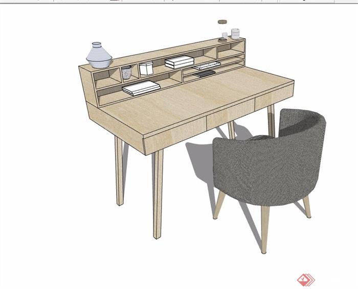 现代办公桌详细设计SU模型