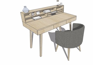 现代办公桌详细设计SU(草图大师)模型