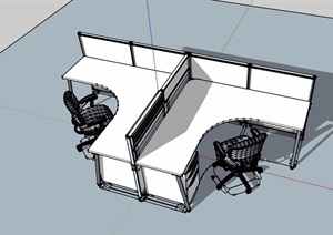 简单的办公室办公桌椅SU(草图大师)模型