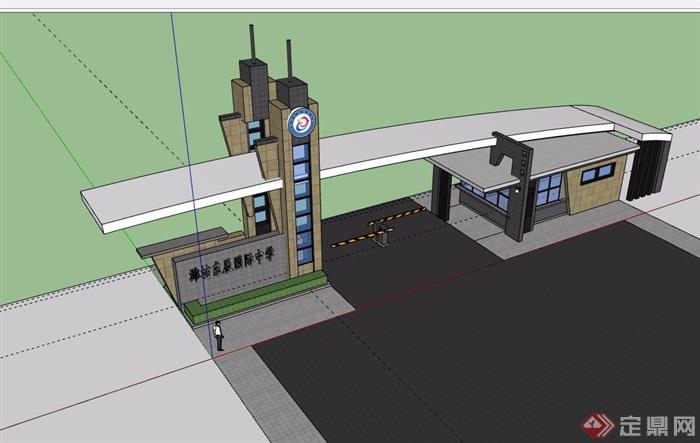 学校大门设计su模型及效果图