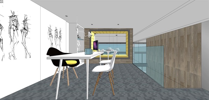 现代简约北欧风格豪华别墅艺术家工作室室内设计跃层设计(4)