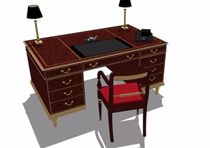 老板办公桌椅SU(草图大师)模型