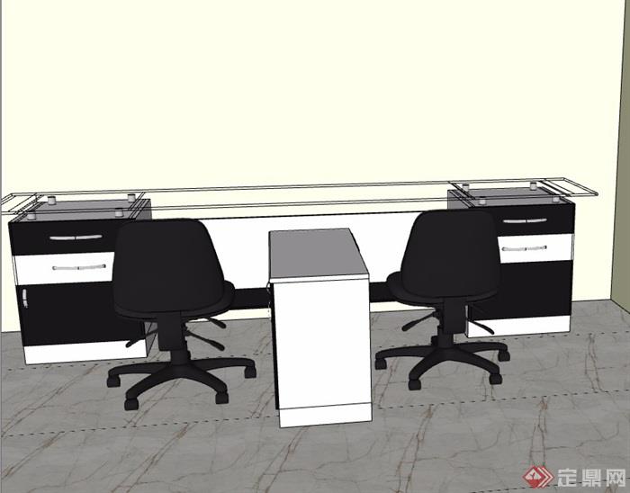 办公室桌椅SU模型