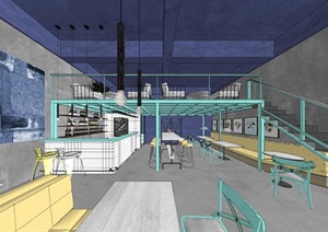 清新工业风LOFT酒吧咖啡厅室内设计