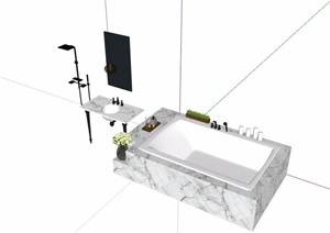 某详细的完整洗浴设施素材设计SU(草图大师)模型