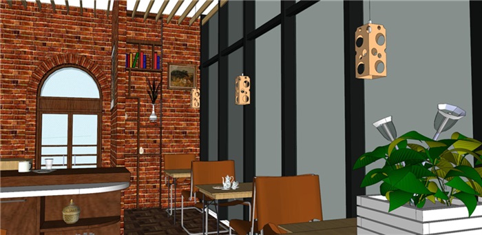 欧式风格红砖咖啡厅奶茶店(9)