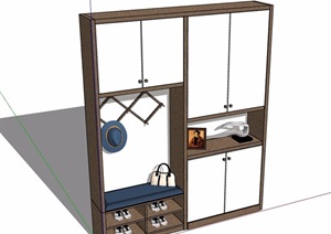详细的整体玄关柜素材设计SU(草图大师)模型