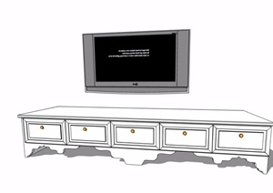 欧式风格电视柜素材设计SU(草图大师)模型