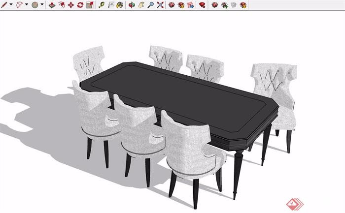 某详细的完整餐桌椅素材设计su模型
