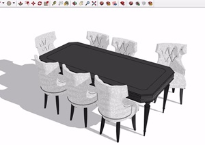 某详细的完整餐桌椅素材设计SU(草图大师)模型