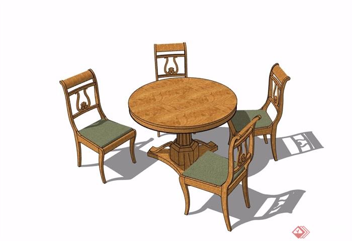 某详细的室内餐厅空间餐桌椅素材设计su模型