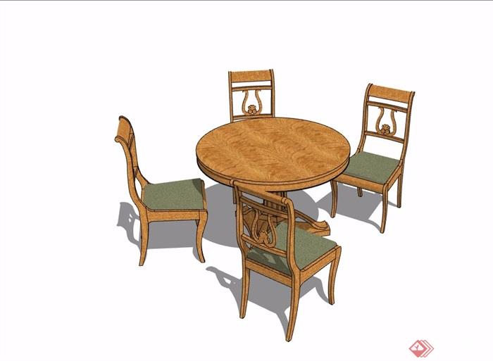 某详细的室内餐厅空间餐桌椅素材设计su模型