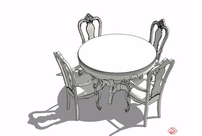 欧式风格无材质贴图桌椅素材设计su模型