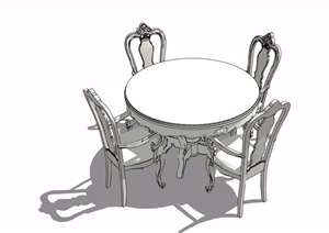 欧式风格无材质贴图桌椅素材设计SU(草图大师)模型