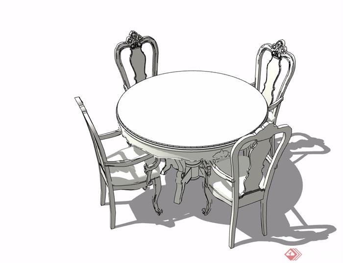 欧式风格无材质贴图桌椅素材设计su模型