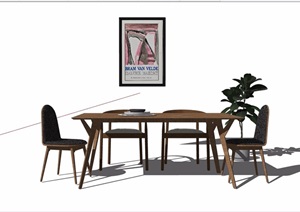 中式详细的餐桌椅素材设计SU(草图大师)模型