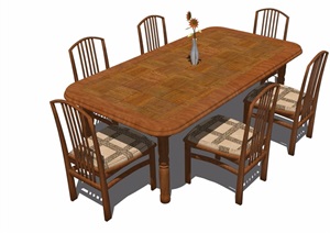 现代室内餐厅餐桌椅素材设计SU(草图大师)模型