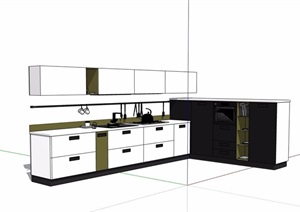 住宅室内厨房橱柜素材设计SU(草图大师)模型