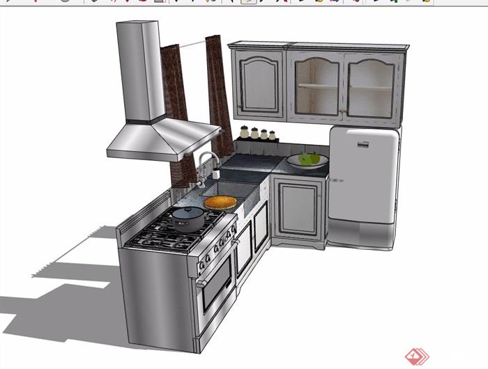 厨房橱柜设施素材设计su模型