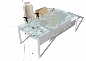 玻璃办公桌椅SU(草图大师)模型