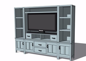 某室内电视柜素材设计SU(草图大师)模型
