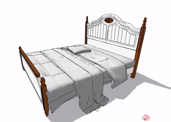 室内卧室床素材设计su模型