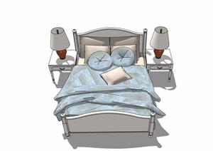 某详细的卧室床、柜子素材设计SU(草图大师)模型