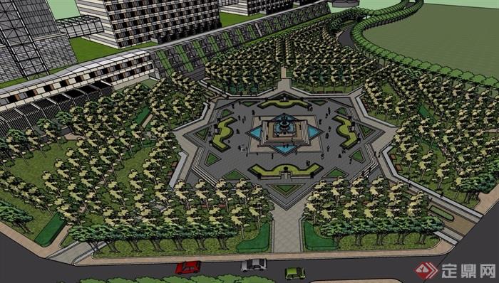 详细的广场景观设计su模型