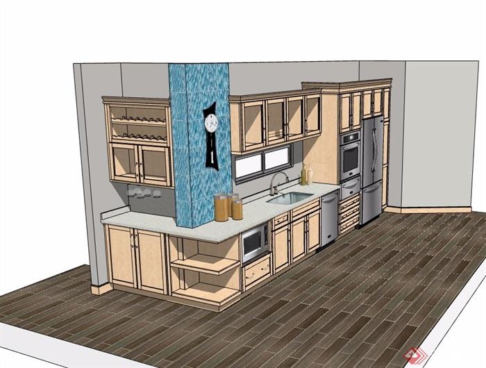 现代厨房橱柜设施素材设计su模型